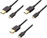 Amazon Basics Câble USB 2.0 A mâle vers micro B (3 lots), 90 cm, Noir
