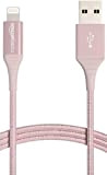 Amazon Basics Câble USB A vers Lightning en nylon double tressage Collection avancée Chargeur certifié MFi pour iPhone Rose doré ...