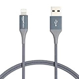 Amazon Basics Câble USB A vers Lightning en nylon double tressage Collection avancée Chargeur certifié MFi pour iPhone Gris foncé ...