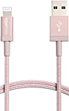 Amazon Basics Câble USB A vers Lightning en nylon tressé Chargeur certifié MFi pour iPhone Rose doré 1,8 m