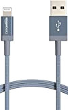 Amazon Basics Câble USB A vers Lightning en nylon tressé Chargeur certifié MFi pour iPhone Gris foncé 1,8 m