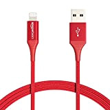 Amazon Basics Câble USB A vers Lightning en nylon tressé Chargeur certifié MFi pour iPhone Rouge 0,9 m