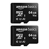 Amazon Basics - Carte Mémoire MicroSDXC, 64 Go, avec Adaptateur SD, A2, U3, vitesse de lecture maximale de 100 Mo/s, lot ...