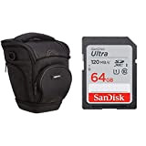 Amazon Basics Étui Holster pour Appareil Photo réflex numérique (Noir) & SanDisk Ultra 64Go SDXC Carte, jusqu'à 120 Mo/s, Classe ...