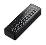 Amazon Basics Hub USB-A 3.1 10 ports avec adaptateur secteur 65 W (20 V/3,25 A), Noir