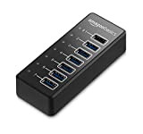 Amazon Basics Hub USB-C 3.1 7 ports avec adaptateur secteur 36 W (12 V/3 A, Noir, UE