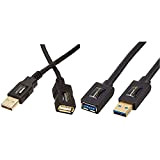 Amazon Basics Lot de 2 rallonges de câble USB 3.0 Connecteurs mâle A vers femelle A 1 m & Lot ...