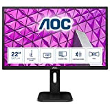 AOC Écran 22P1 54 cm (21,5 pouces) (DVI, HDMI, hub USB, dalle MVA, DisplayPort, pivot, temps de réponse de 5 ms, 1920x1080) noir