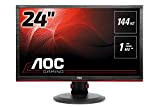AOC Écran G2460PF 61 cm (24 pouces) (DVI, HDMI, hub USB, DisplayPort, temps de réponse de 1 ms, 1920 x 1080, 144 Hz, FreeSync) noir