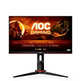 AOC Écran gamer 24G2U5/BK 60 cm (23,8 pouces) (FHD, HDMI, DisplayPort, FreeSync, temps de réponse de 1 ms, 75 Hz, 1920x1080) noir/rouge