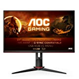 AOC Écran gamer 27G2U/BK 80 cm (27 pouces) (FHD, HDMI, DisplayPort, FreeSync, temps de réponse de 1 ms, 144 Hz, 1920x1080) noir/rouge