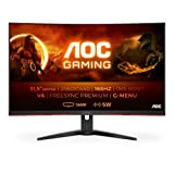 AOC Écran gaming incurvé CQ32G2SE 80 cm (31,5 pouces) (FHD, HDMI, DisplayPort, temps de réponse MPRT de 1 ms, 2560 x 1440 px, 165 Hz, FreeSync Premium) ...