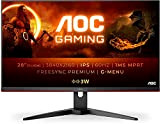 AOC Écran gaming U28G2AE 71 cm (28 pouces) (HDMI, DisplayPort, FreeSync, temps de réponse de 1 ms, 60 Hz, 3840x2160) noir/rouge