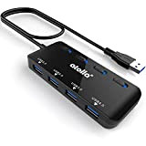 atolla Hub USB 3.0 Multiprise, Data Hub 4 Ports Ultra Fin avec câble étendu de 60 cm et Voyants de ...