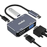 Atolla Hub USB C, Adaptateur USB C vers HDMI UHD avec Port HDMI 4K @ 30Hz + VGA 1080P + ...