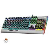 Aula F2099 Clavier Gaming Mécanique, avec Multimédia Commandes, RGB Rétroéclairé, Mince Keycaps, 104-Touche Personnalisable Ergonomique USB Filaire PC Gamer Keyboards ...