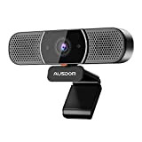 AUSDOM Webcam de Streaming en QHD 2K pour PC, VideoBar AW616 Tout-en-Un Streamcam de 1080p avec Microphone, Haut-Parleur et Volet ...