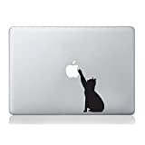 Autocollant en vinyle en forme de silhouette de chat pour MacBook, ordinateur portable