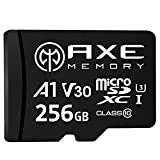 AXE Carte Mémoire Microsdxc 256 Go + Adaptateur SD avec Application A1 Performance, V30, UHS-I U3, 4K