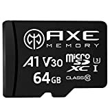 AXE Carte Mémoire Microsdxc 64 Go + Adaptateur SD avec Application A1 Performance, V30, UHS-I U3, 4K