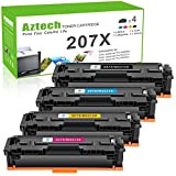 Aztech Cartouche de Toner 207X 207A Compatible pour HP Color Laserjet Pro MFP M283fdw M255dw M282nw M283fdn M255nw W2210A W2210X ...