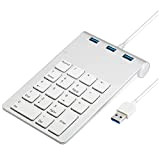 BAIGOO Pavé NuméRique USB pour Ordinateur Portable, Clavier NuméRique Filaire à 18 Touches avec Hub USB3.0 Combo Clavier de NuméRo ...