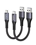 Belker Lot de 2 câbles USB C courts de 15cm/0,15 m 10Gbit/s USB3.1 Gen2 Type C Android Auto Cable QC3.0 ...