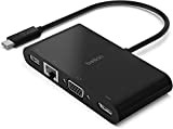 Belkin Adaptateur USB-C multimédia (hub USB-C avec ports VGA, HDMI 4K, USB 3.0 et Ethernet, pour MacBook Pro, iPad Pro, ...