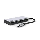 Belkin Adaptateur USB-C Multiport 4-en-1 (avec 4K HDMI, USB-C PD, Pass-Through de 100 W, 2 Ports USB-A, pour MacBook Pro, ...