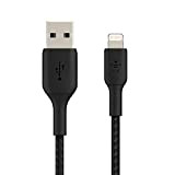 Belkin Câble Lightning à Gaine Tressée (Câble Boost Charge Lightning vers USB pour iPhone, iPad, AirPods, Câble de Recharge Certifié ...