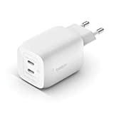 Belkin Chargeur secteur double port USB-C 65 W, charge rapide Power Delivery 3.0 avec technologie GaN pour iPhone 14/14 Plus, 13, Pro, ...