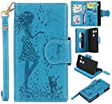 BestCatgift Nexus 5X PU Leather Embossing Girls and Cats Wallet Coque [9 Card Slot][Mirror] Flip Cover pour LG Nexus 5X ...