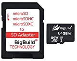 BigBuild Technology 64Go Ultra Rapide Class 10 80Mo/s MicroSD SDXC Carte mémoire pour ASUS Transformer Book T100 Tablet, Adaptateur SD ...