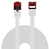 BIGtec Câble Ethernet LAN 3 m - Câble réseau plat flexible - Blanc - Câble plat - Gigabit DSL ISDN ...