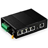 Binardat Switch Ethernet Industriel PoE Rail Din 5 Ports, 4 PoE IEEE802.3af/at, 1 Liaison Montante, 10/100 Mbps, Montage Mural sans ...