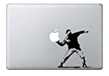 Black Banksy fleur/Flowers Macbook Air 11 13 and Macbook 13 15 inch decal sticker (autocollant) Apple Laptop