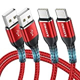 BLACKSYNCZE Câble USB C [2M+2M, Lot de 2] 3,1A Charge Rapide Chargeur USB C Cable USB C Nylon Tressé Cable ...