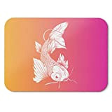 BLAK TEE Japanese Style Koi Fish Illustration Mouse Pad 18 x 22 cm in 3 Colours Pink Yellow
