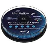 Blu-ray Disc Mediarange BD-R DL 50 Go, 6x vitesse imprimable (fullprintable) en cakebox , 50 pièces