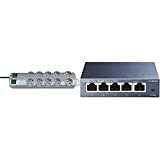 Brennenstuhl 1153390120 Prolongateur Multiprise Primera-Line 10 Prises, Argent, 2 m & TP-Link SG105 Switch Ethernet Gigabit 5 Ports RJ45 Metallique ...