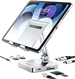 BYEASY Support pour iPad Pro USB C, adaptateur de station d'accueil pliable iPad Pro avec HDMI 4K, chargement PD, lecteur ...