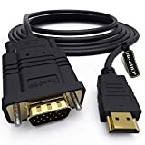 Câble adaptateur HDMI vers VGA, NewBEP 6ft/1,8m plaqué or 1080P HDMI mâle vers VGA mâle Active Video Converter Cord Support ...