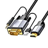 Câble adaptateur VGA vers HDMI avec audio, convertit la source VGA (PC) dans le connecteur HDMI (TV/Monitor) , VGA mâle ...