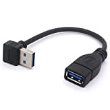 Câble d’extension court USB 3.0, coudé à gauche à 90 degrés, USB type A mâle vers femelle, câble d’extension de vitesse ...