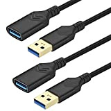 Câble d'extension USB 3.0 [Lot de 2] Câble d'extension haute vitesse de 1,5m USB mâle vers femelle pour Playstation/Xbox/Flash Drive/lecteur ...