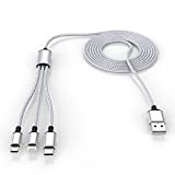 Cable de charge long universel multi 3 en 1 pour iphone, adaptateur triple tressé en nylon 3M/10ft Lightning + USB ...