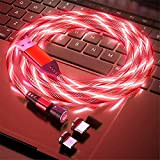 Câble de Charge Magnétique LED Flowing 1M/2M Rotation 360° et 180° 3A Charge Rapide Câble USB Magnétique Visible Coloré Câble ...