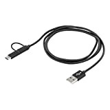 Câble de données et de charge ANSMANN USB 2en1 : Micro USB & C / Câble très flexible en plastique ...