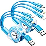 Câble de Recharge Multi Rapide USB C 4A 2Paquets 1.2m Multi Chargeur Extensible USB A à Type-C/Lightning/Micro USB Port 3 ...