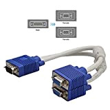Câble diviseur VGA, 15 Broches 1 mâle à 2 Femelles Y Adaptateur Câble convertisseur pour PC Projecteur vidéo pour Ordinateur ...